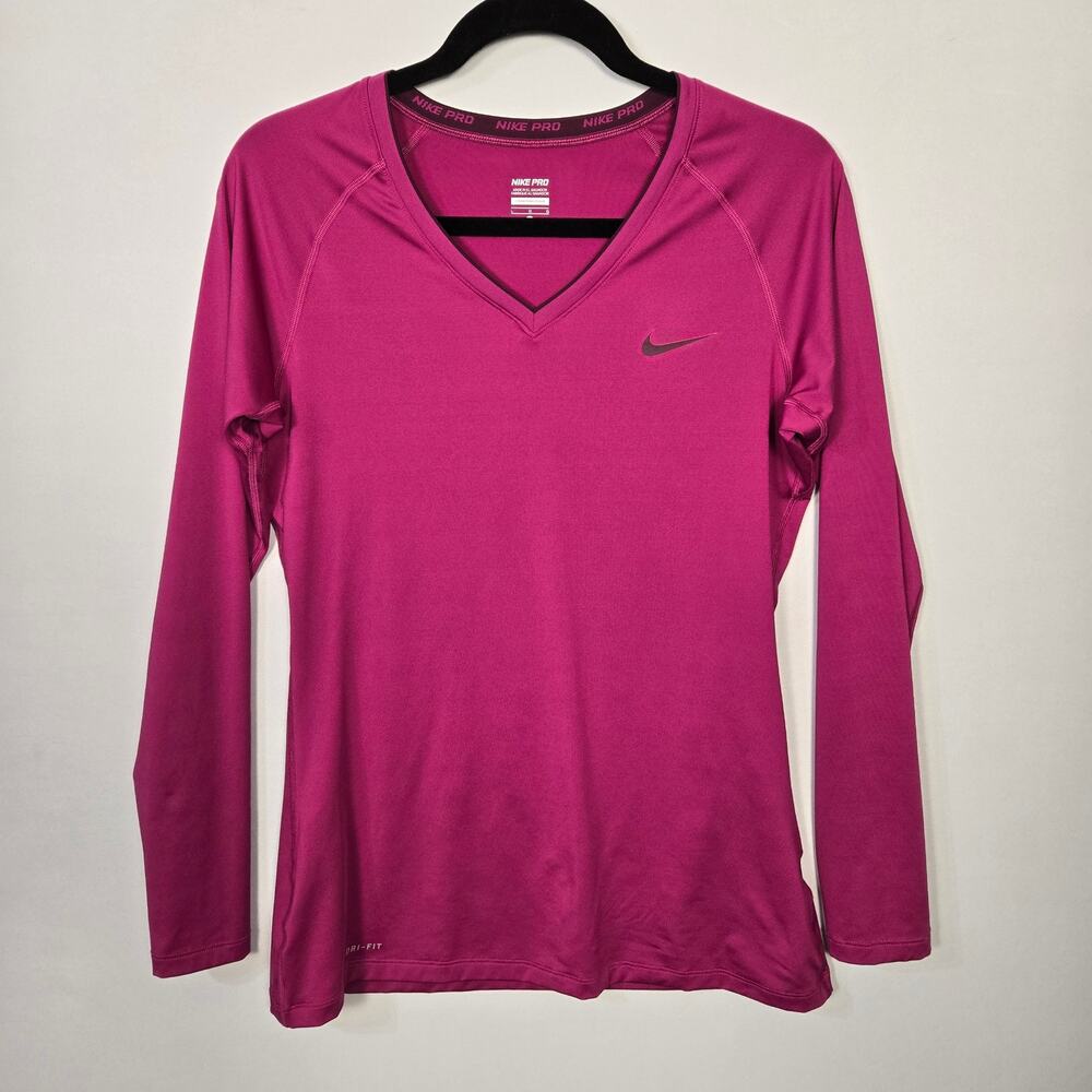 Nike Pro Women's Dri-Fit V-Neck Long sleeve Performance Top, Size L